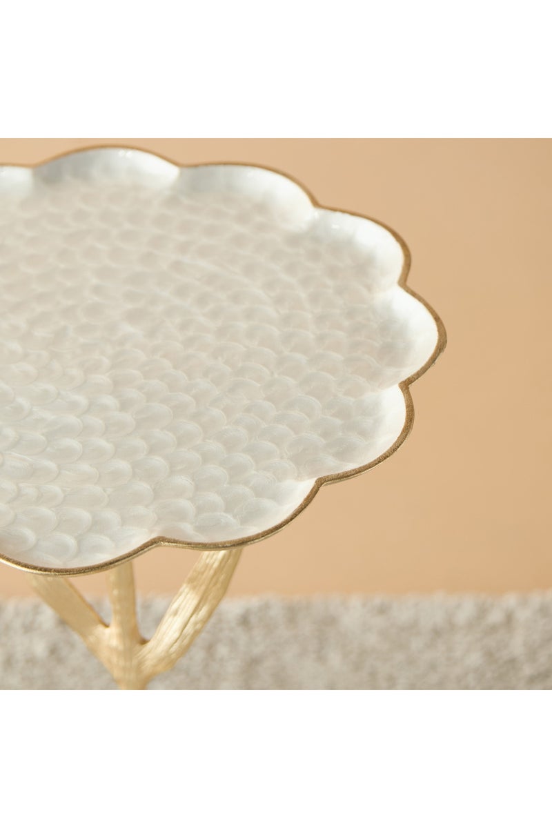 LIFESTYLE Glass Top Accent Table with Floral Base - 35x35x55 cms - Image 4
